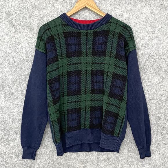 VTG Preppy Black Watch Plaid Holiday Sweater Mens XL Classic Ivy League Retro - Picture 1 of 6